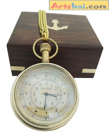 Artshai Pocket Watch with Wooden Box, Antique Style,Men,Women Pocket Watch, Urdu Numbers Urdu
