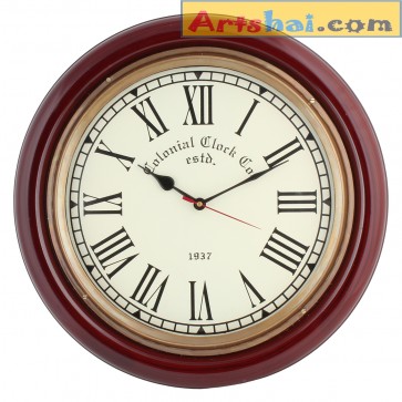Artshai BIG 16 inch Handcrafted  Wall clock, Antique/Vintage look, Brass and Wooden material.Artshai705