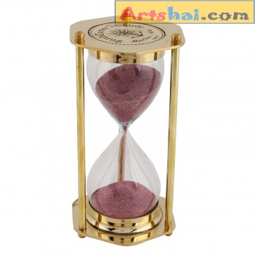 Artshai full Brass Golden 5 minute  sand timer, Hexa shape 