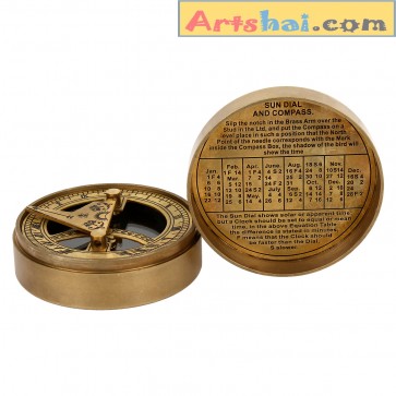 Artshai The Mary Rose Sundial Compass made from pure brass,magnetic compass, Gifting option 