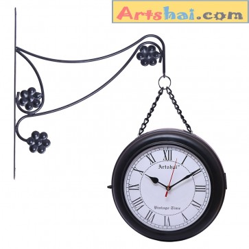 Artshai 2 side Black chain Station Clock, High quality 2 side clock