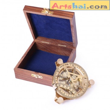 Artshai 4 inch sundial with sheesham wood box
