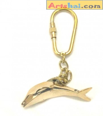 Artshai Brass Dolphin Fish Design Keychain