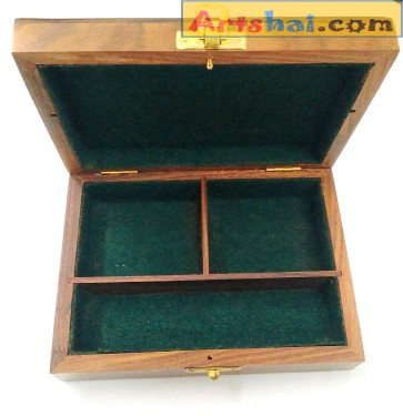 	Artshai Wooden Jewellery/Tool Storage Box with 3 Compartment, Size 18x14x6.5 cm 