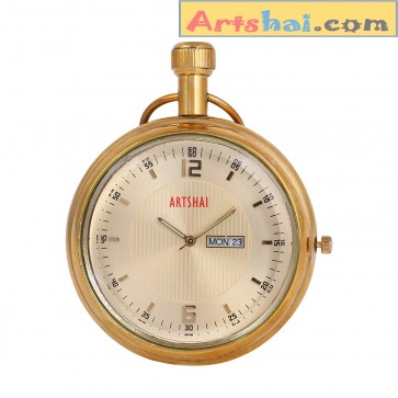  Artshai Pocket Watch with Calendar, Wooden Box and Long Chain 