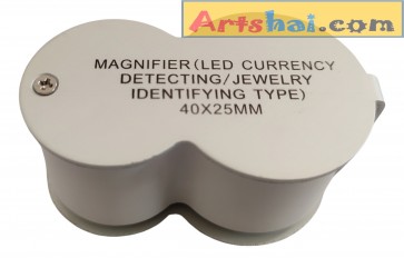 40x25 mm UV+LED Light Magnifier Triplet loupe for Jewellery Currency Geological Hand Lens Stainless Steel