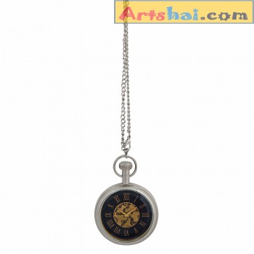 Artshai Exclusive pocket watch with chain and wooden box. Exclusive metallic look.