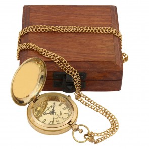 Artshai Super Premium Edition Antique style golden  brass pocket Watch with Sheesham box
