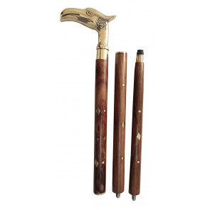 Artshai Handicraft Size 36 inch Wooden Walking Stick with Brass Handle and Eagle Design