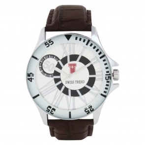 Swiss Trend branded  watch for men with genuine leather case and metallic dial.Artshai1604