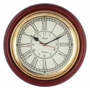  Artshai Antique Look Wall Clock, 12 inch Brass and Wooden