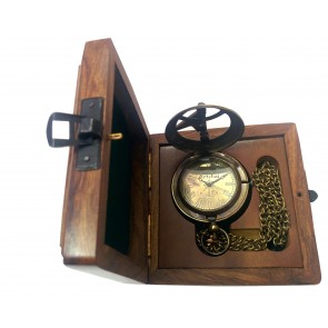 Artshai Ultimate Sundial Edition Antique Look Vintage style Pocket Watch with Sheesham box