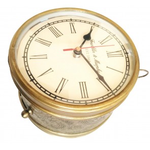 Artshai 6 inch designer 2 side station clock made from Iron with brass finish