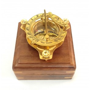 Artshai 3 inch Sundial Compass with sheesham Wooden Box Unique Gift Items