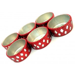 Artshai Set of 6 Decorative red Diya tealight Candle Holder (Red)