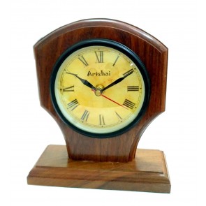 Artshai Antique Look Handicraft Sheesham Wood Table Clock 
