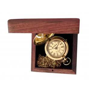 Artshai Brass Golden dial Pocket Watch with Wooden Box 