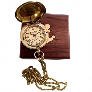 Artshai Brass Golden dial Pocket Watch with Wooden Box 