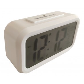 Digital LCD Clock with time, Alarm and Temperature Display, for Home Office Bedroom (White)
